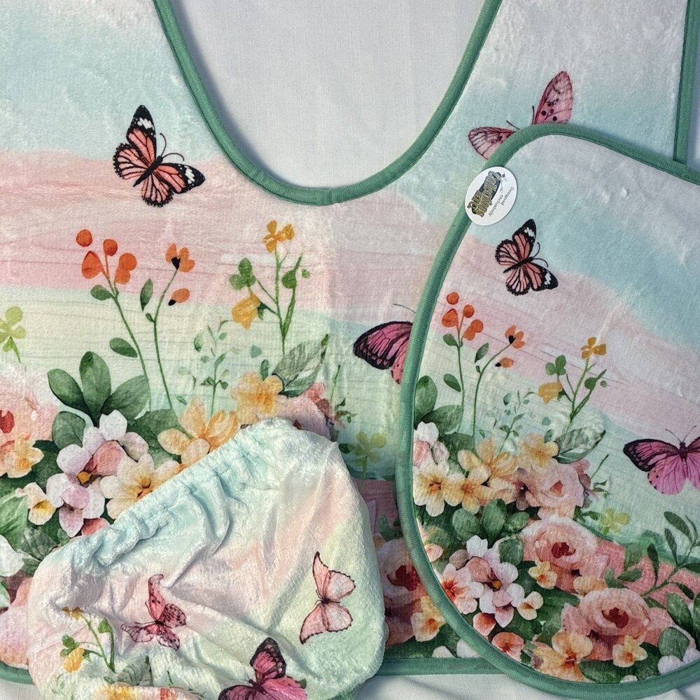 Collections Bathroom Toilet, Set Of Three Butterfly Bathmat Floral